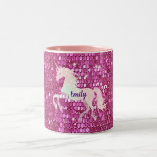Tasse 2 Couleurs Unicorne rose personnalisée