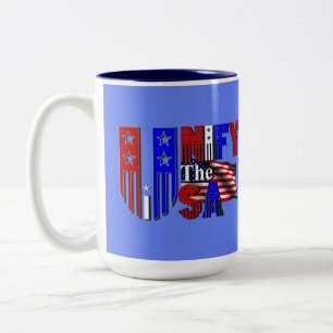 Tasse 2 Couleurs Unifier le logo patriotique américain bleu