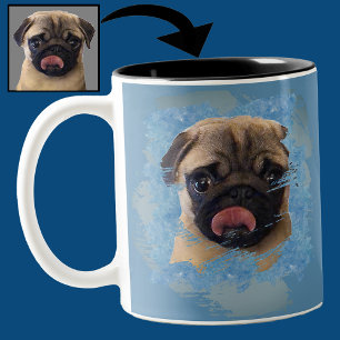 Tasse 2 Couleurs Unique Grunge Blue Grey Carlin Chiot Amoureux des 