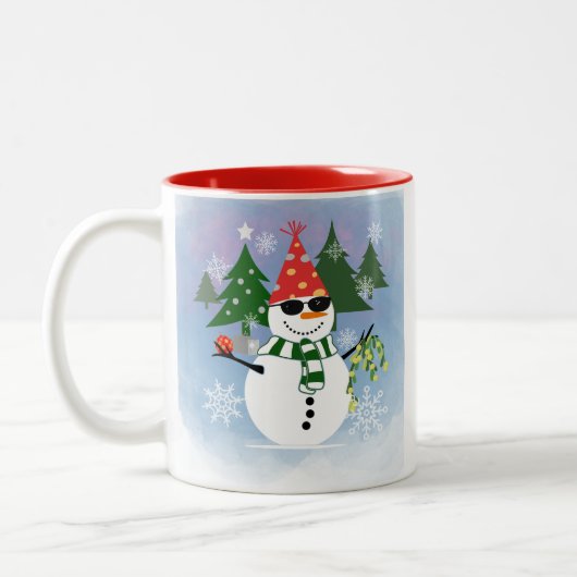 Tasse 2 Couleurs Unique Moderne Stylish Snowflakes Noël (Gauche)