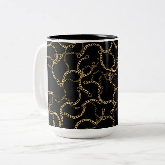 Tasse 2 Couleurs Urban Glam Gold Chains Pattern (Devant gauche)