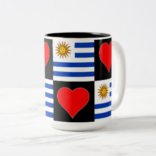 Tasse 2 Couleurs Uruguay Drapeau Coeur Motif Fun Patriotique Urugua