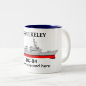 Tasse 2 Couleurs USS Bulkeley, DDG-84, dates personnalisables servi (Devant droit)