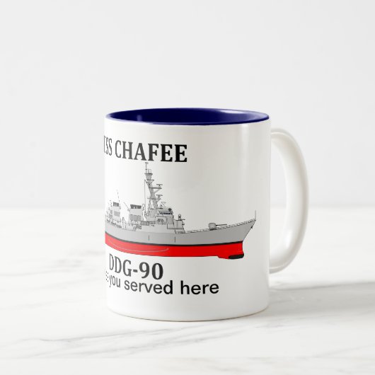 Tasse 2 Couleurs USS Chafee, DDG-90, dates personnalisables servies (Devant droit)