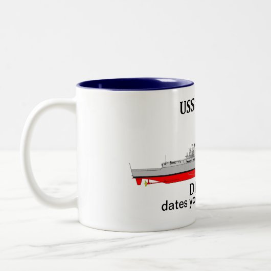 Tasse 2 Couleurs USS Chafee, DDG-90, dates personnalisables servies (Gauche)