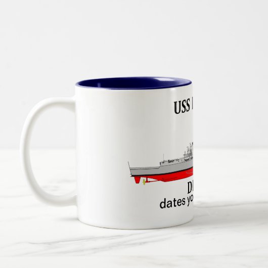 Tasse 2 Couleurs USS Howard, DDG-83, dates personnalisables servies (Gauche)