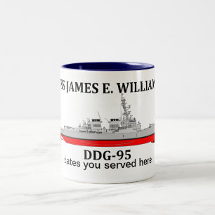 Tasse 2 Couleurs USS James E Williams, DDG-95, dates personnalisabl