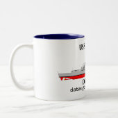 Tasse 2 Couleurs USS Mason, DDG-87, dates personnalisables servies (Gauche)