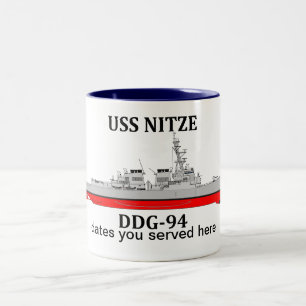 Tasse 2 Couleurs USS Nitze, DDG-94, dates personnalisables servies