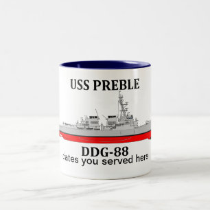 Tasse 2 Couleurs USS Preble, DDG-98, dates personnalisables