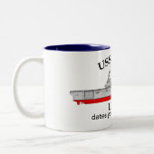 Tasse 2 Couleurs USS Wasp, LHD-1, dates personnalisables servies (Gauche)