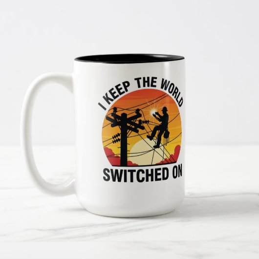 Tasse 2 Couleurs Utility Worker Gift Switched On Electrical Lineman (Gauche)