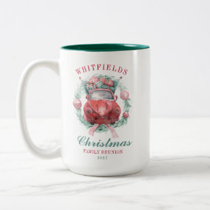 Tasse 2 Couleurs Vacances de Noël de la famille Werath Rouge Voitur