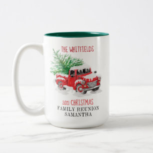 Tasse 2 Couleurs Vacances de Noël Famille Personnalisable