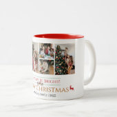 Tasse 2 Couleurs Vacances de Noël Script Famille Photo Collage (Devant droit)