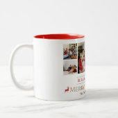 Tasse 2 Couleurs Vacances de Noël Script Famille Photo Collage (Gauche)