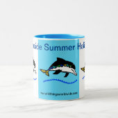 Tasse 2 Couleurs Vacances d'été balnéaire - Dauphin - Bleu (Centre)