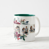 Tasse 2 Couleurs Vacances Floral 5 Photo Collage Monogramme Noël (Devant droit)