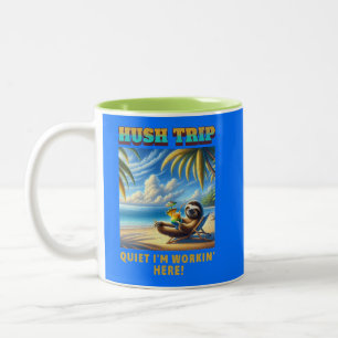 Tasse 2 Couleurs Vacances Hush Voyage, Calme Je travaille ici!