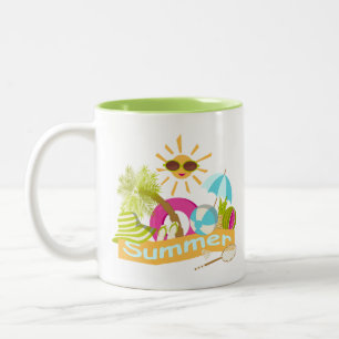 Tasse 2 Couleurs Vacances plage d'été soleil souriant en lunettes d