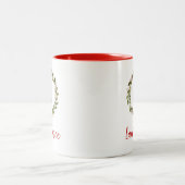 Tasse 2 Couleurs Vacances Verdure Wreath Famille Monogramme (Centre)