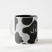 Tasse 2 Couleurs Vache à monogramme noire et blanche (Devant gauche)