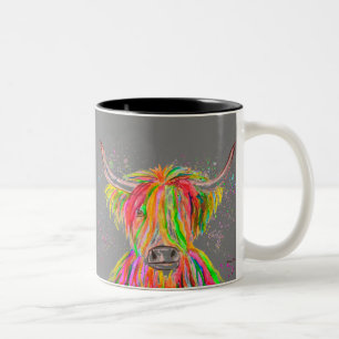 Tasse 2 Couleurs Vache arc-en-ciel Vache Aquarelle Nature Animal de