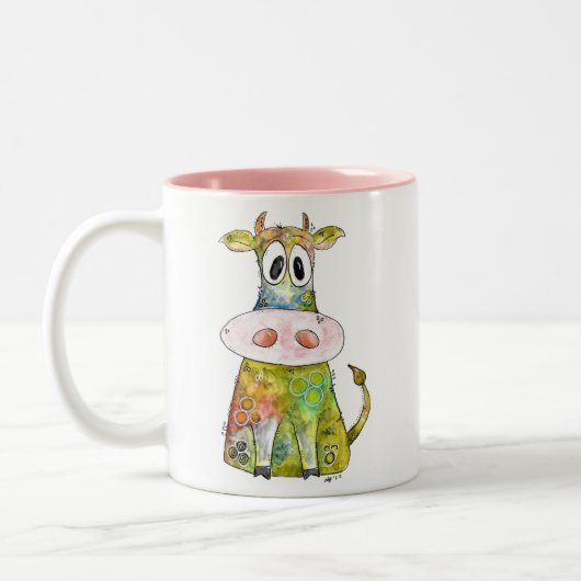 Tasse 2 Couleurs Vache blanche couleur blanc mignon (Gauche)