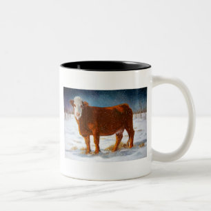 TASSE 2 COULEURS VACHE DE BOUCHERIE DE HEREFORD : ART EN PASTEL