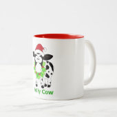 Tasse 2 Couleurs Vache de Noël mignonne (Devant droit)