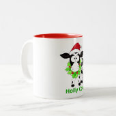 Tasse 2 Couleurs Vache de Noël mignonne (Devant gauche)