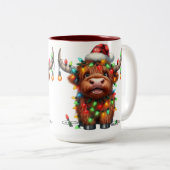 Tasse 2 Couleurs Vache des Highlands Noël (Devant droit)