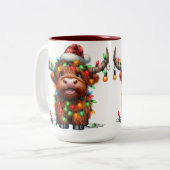 Tasse 2 Couleurs Vache des Highlands Noël (Devant gauche)