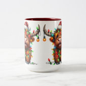 Tasse 2 Couleurs Vache des Highlands Noël (Centre)