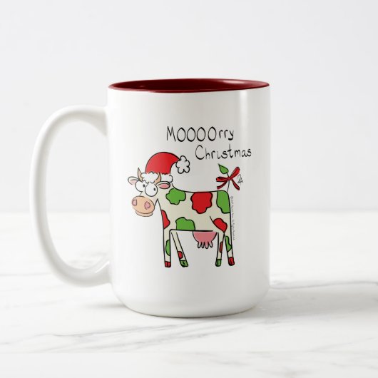 Tasse 2 Couleurs Vache Drôle Caricature Noël (Gauche)