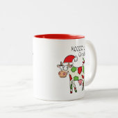 Tasse 2 Couleurs Vache Drôle Caricature Noël (Devant droit)