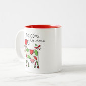 Tasse 2 Couleurs Vache Drôle Caricature Noël (Devant gauche)