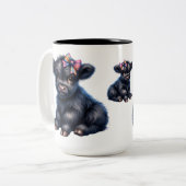 Tasse 2 Couleurs Vache Highland Mignonne (Devant gauche)
