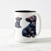 Tasse 2 Couleurs Vache Highland Mignonne (Devant droit)