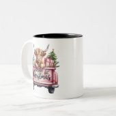 Tasse 2 Couleurs Vache Rose Highland Xmas Fille Fluffy Vache dans C (Devant gauche)