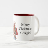 Tasse 2 Couleurs Vachère de Noël Rouge Vert (Devant droit)