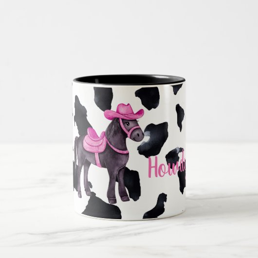 Tasse 2 Couleurs Vachère rose Howdy Cheval (Centre)