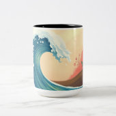 Tasse 2 Couleurs Vague océanique impressionniste (Centre)