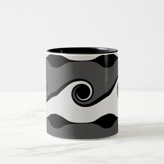 Tasse 2 Couleurs Vagues Abstraites en noir et blanc (Centre)