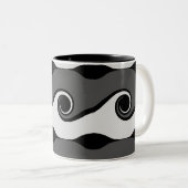 Tasse 2 Couleurs Vagues abstraites noir et blanc (Devant droit)