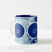 Tasse 2 Couleurs Vagues de l'océan Monogramme (Devant gauche)