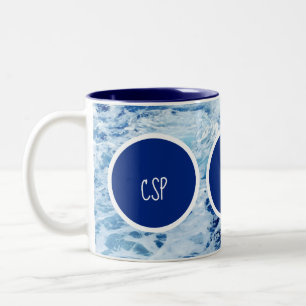 Tasse 2 Couleurs Vagues de l'océan Monogramme