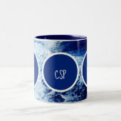 Tasse 2 Couleurs Vagues de l'océan Monogramme (Centre)