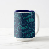 Tasse 2 Couleurs Vagues océaniques tourbillonnant (Devant droit)