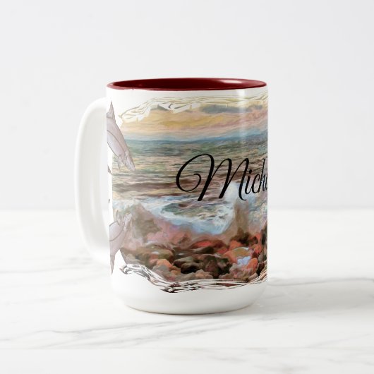 Tasse 2 Couleurs Vagues rocheuses 0742 (Devant gauche)